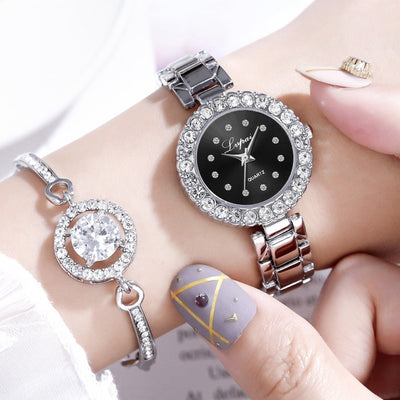 Women’s Luxury Quartz Watch & Bracelet Set – Elegant Fashion Wristwatch Combo