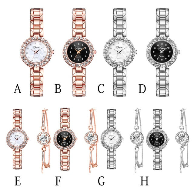 Women’s Luxury Quartz Watch & Bracelet Set – Elegant Fashion Wristwatch Combo