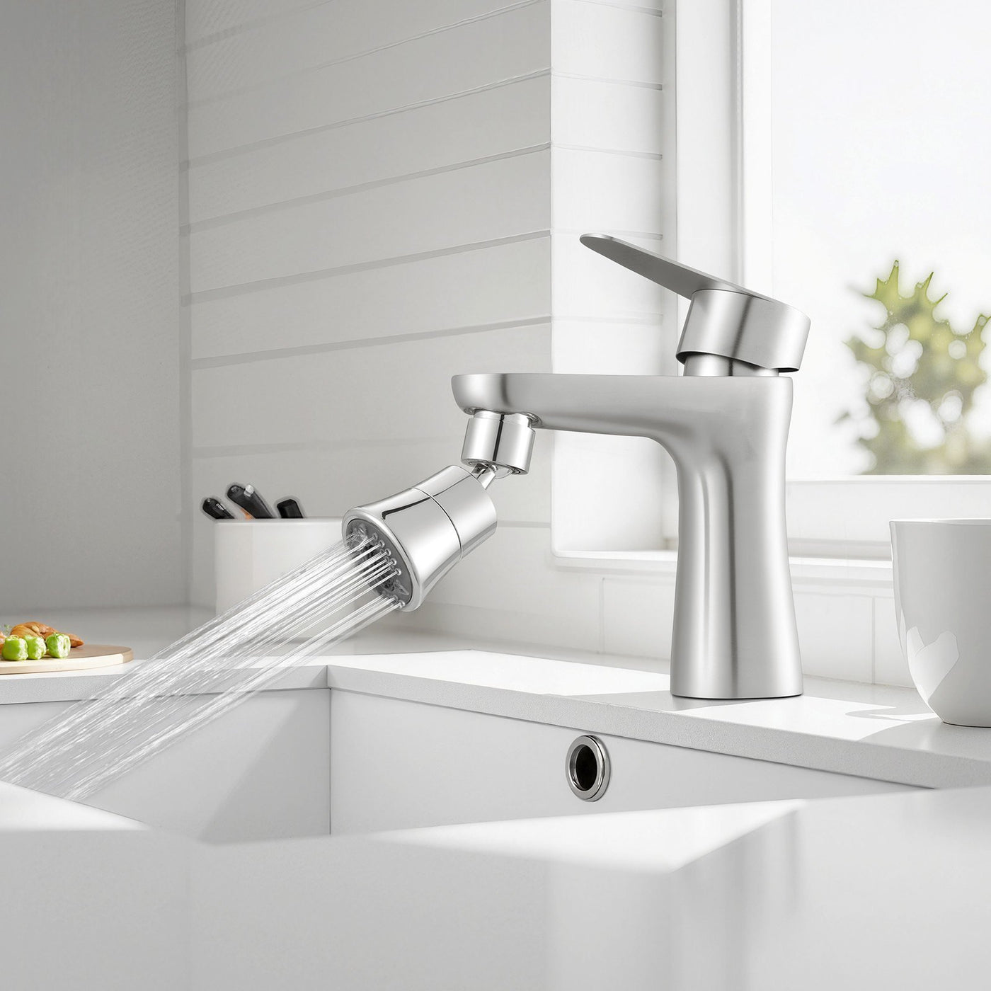 5-Mode Faucet Aerator with 360° Swivel | Multi-Flow Kitchen Sink Sprayer & Brass Adapter for Splash-Free Washing