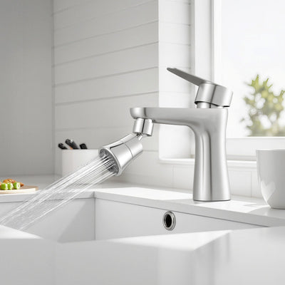 5-Mode Faucet Aerator with 360° Swivel | Multi-Flow Kitchen Sink Sprayer & Brass Adapter for Splash-Free Washing