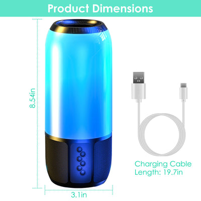 1-Piece Wireless Portable Bluetooth Speaker – Loud Stereo with 6 Color LED Lights, TWS, FM Radio for Home, Outdoor & Travel
