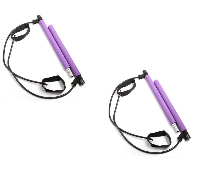 Portable Yoga & CrossFit Resistance Bands Trainer – Elastic Pilates Bar Home Gym Workout Set