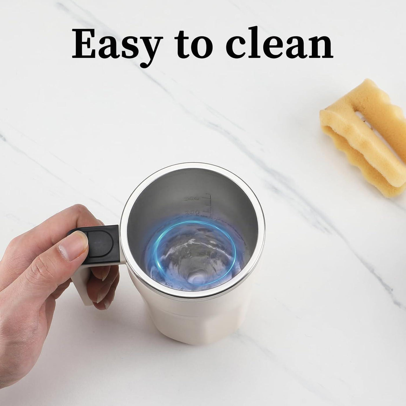 12oz Mocha Self-Stirring Coffee Mug with Temperature Display – Rechargeable Automatic Mixing Cup with Lid for Coffee, Milk & Other Drinks (White)