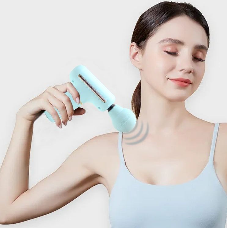 Portable Electric Fascia Massage Gun with 4 Speed Levels – 1200mAh Super Quiet Deep Tissue Muscle Massager for Sports Recovery