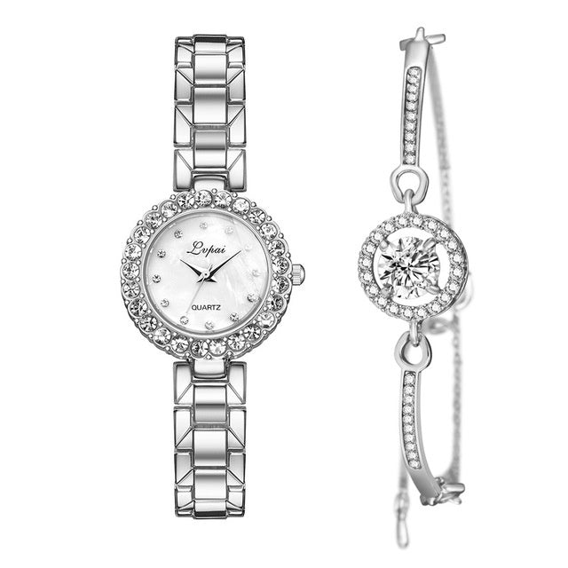 Women’s Luxury Quartz Watch & Bracelet Set – Elegant Fashion Wristwatch Combo