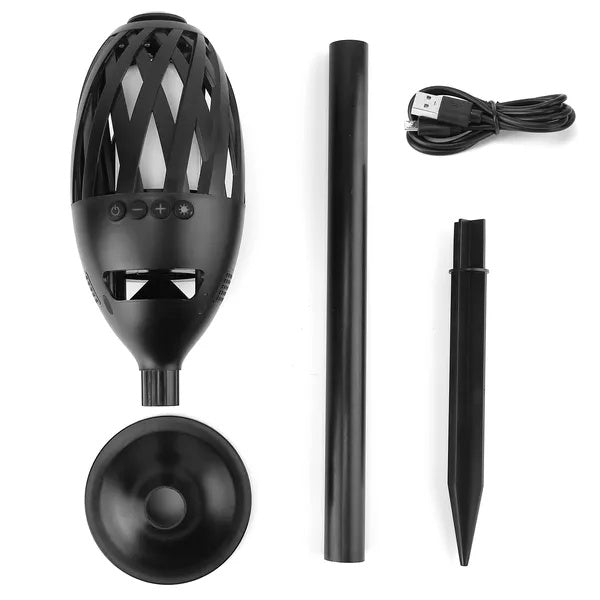 LED Flame Torch Wireless Speaker – Waterproof Outdoor Stereo Bass Speaker with Flickering LED Night Light for Party, Camping & Patio