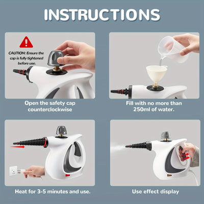 Handheld Multi-Surface Steam Cleaner with 12 Accessories – Portable Pressurized Steam Generator for Home, Tiles, Floors, Bathrooms, Windows & Interior Cleaning