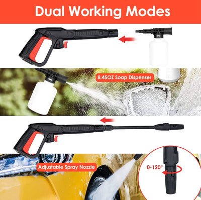 1Pc Electric High-Pressure Washer 1740 PSI – Powerful Car & Garden Cleaner with Adjustable Spray Nozzle, Soap Dispenser, and IPX5 Waterproof Design