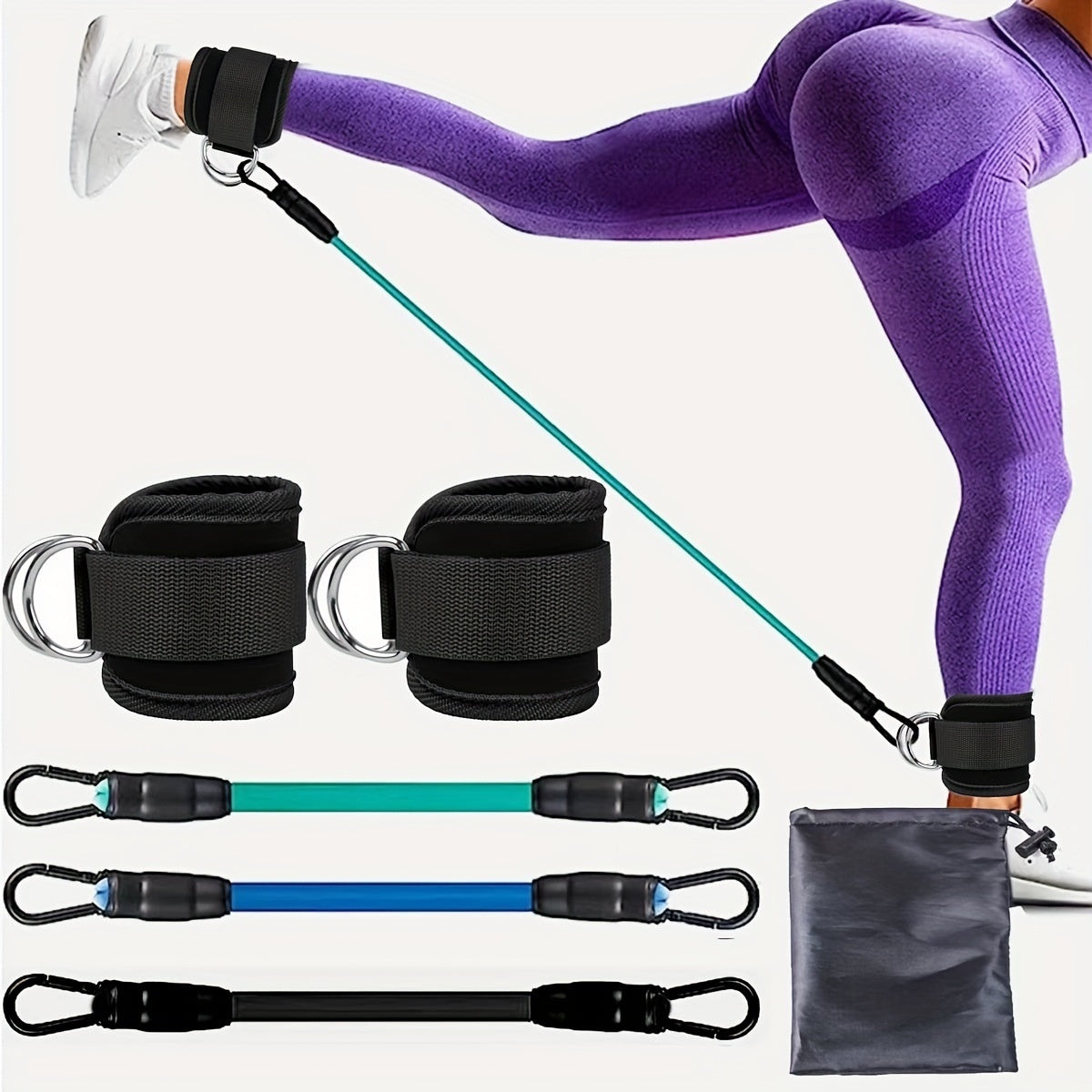 Ankle Strap Resistance Bands – Leg & Hip Training Elastic Fitness Bands for Home, Yoga, and Gym Workouts