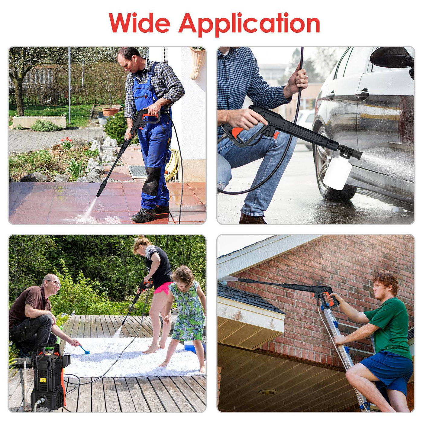 1Pc Electric High-Pressure Washer 1740 PSI – Powerful Car & Garden Cleaner with Adjustable Spray Nozzle, Soap Dispenser, and IPX5 Waterproof Design