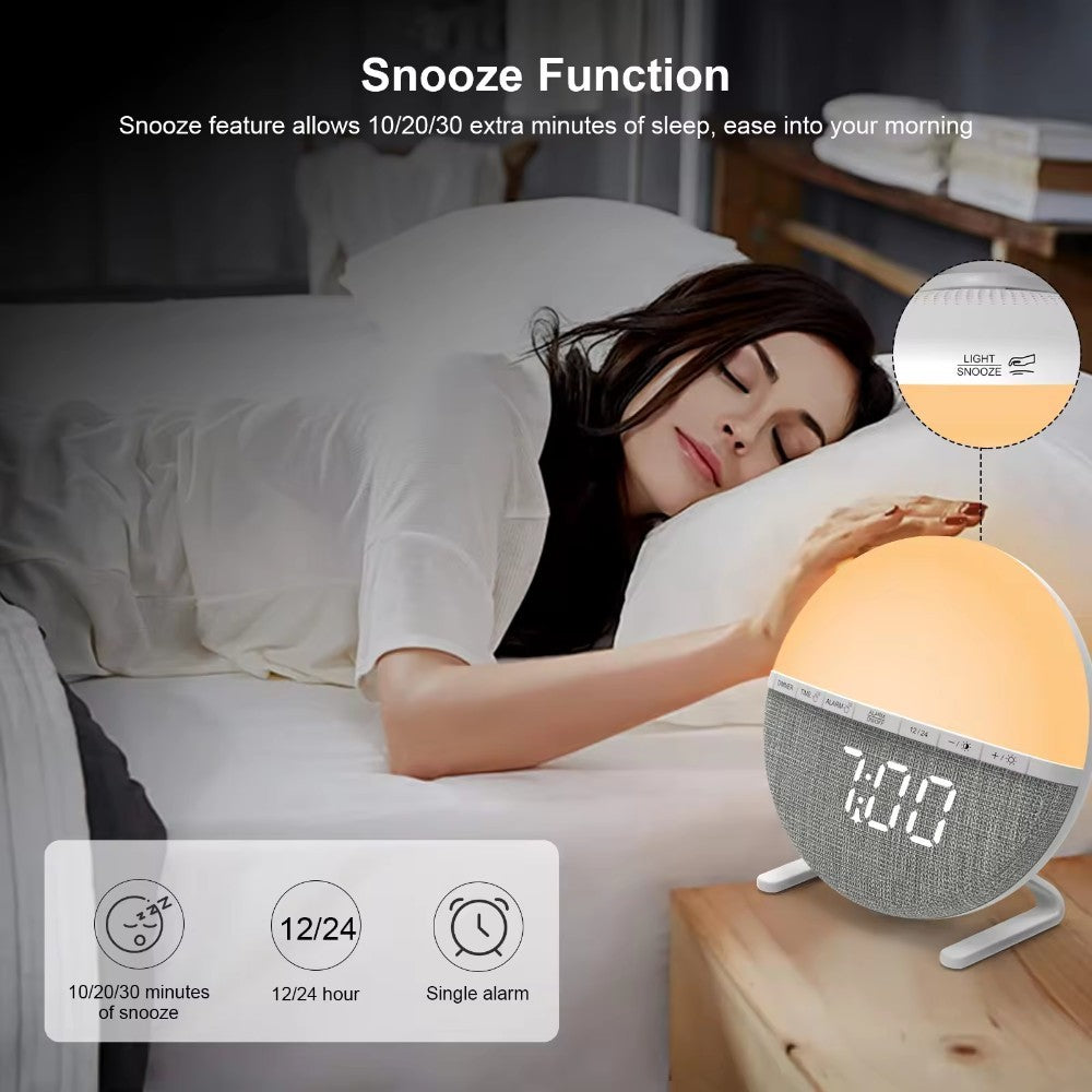 Sunrise Wake-Up Light Alarm Clock – Smart Analog Sunrise Simulation Lamp for Peaceful Morning Wake-Up