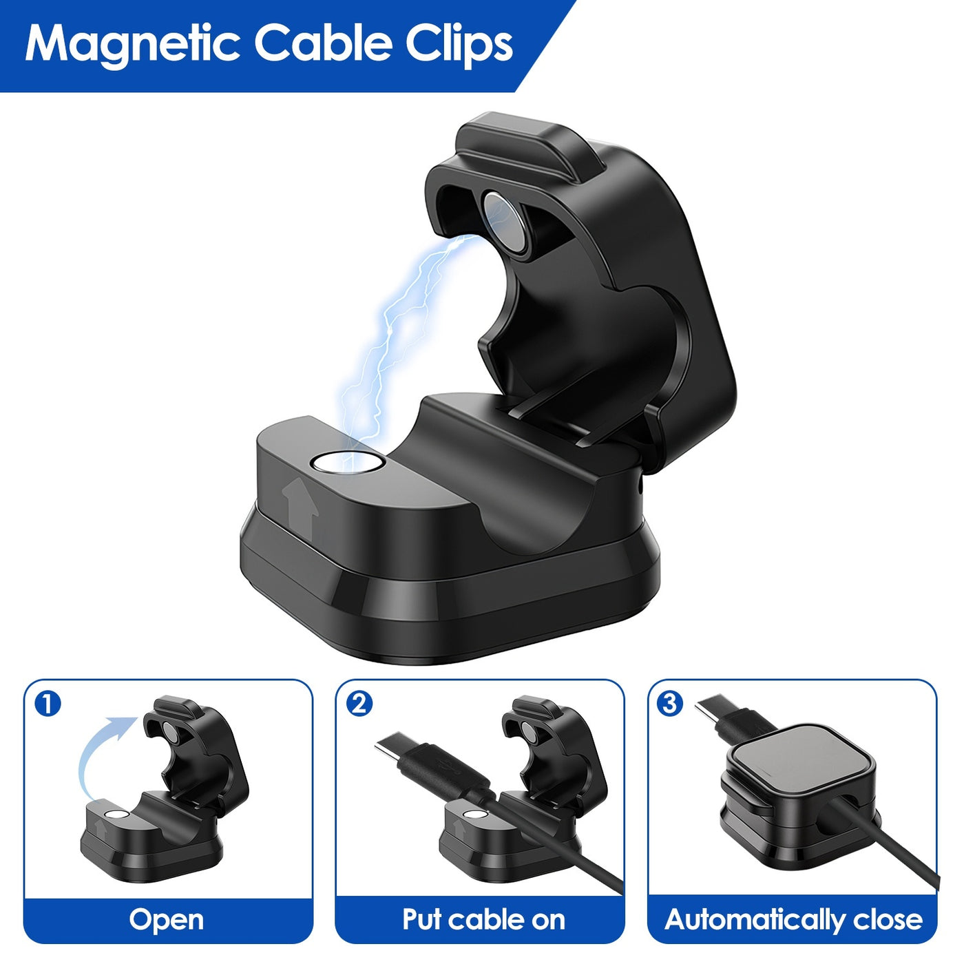 6-Pack Magnetic Cable Clips – Adhesive Cord Organizer for Home, Office, Car & Desk