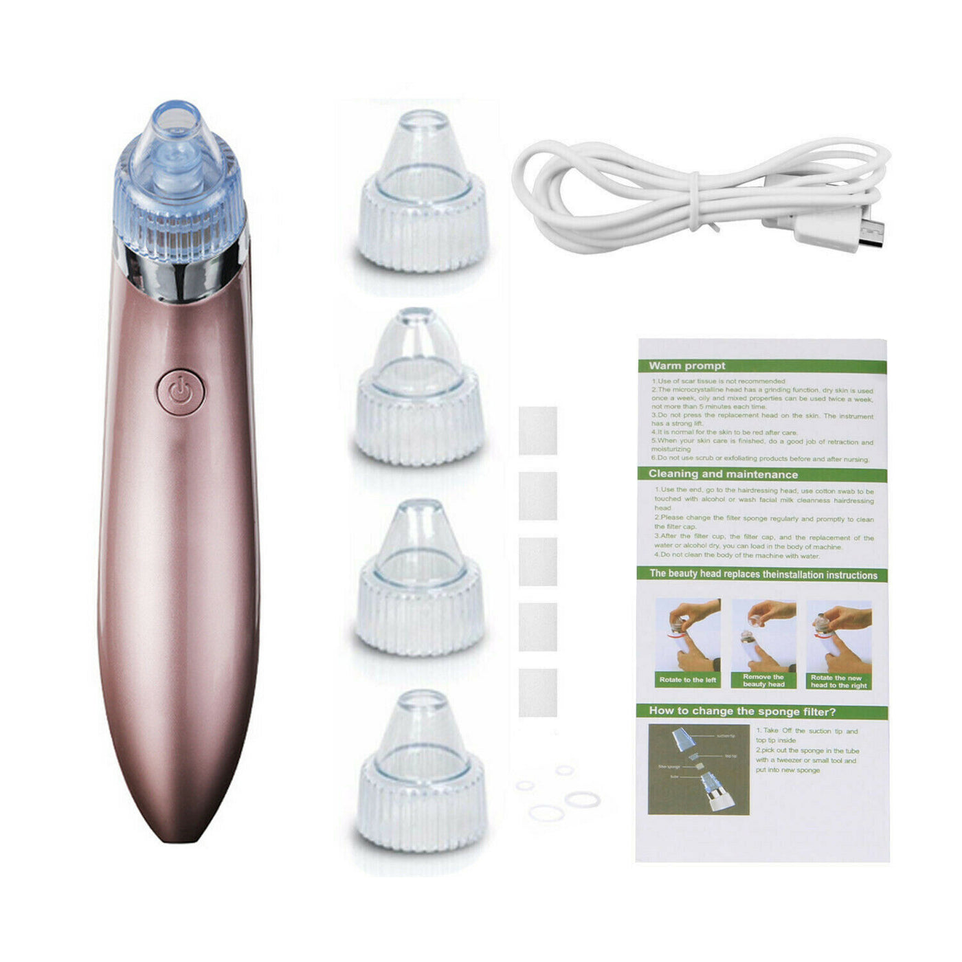 Electric Blackhead & Pore Vacuum Cleaner – Strong Suction Acne & Pimple Remover with Diamond Dermabrasion for Facial Skin Care