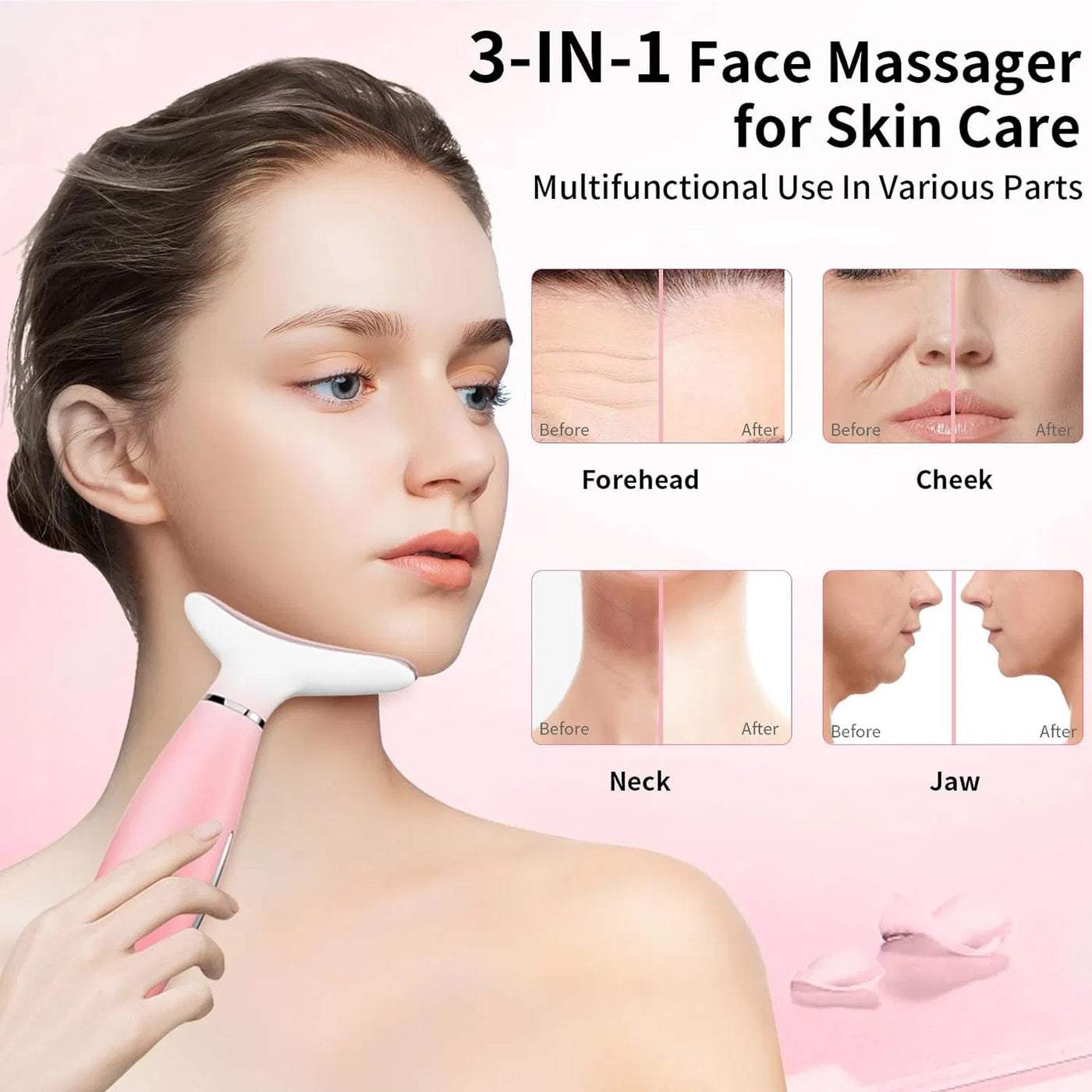3-in-1 Neck & Face Massager with Vibration & Thermal Therapy – Facial Sculpting & Skin Care Tool