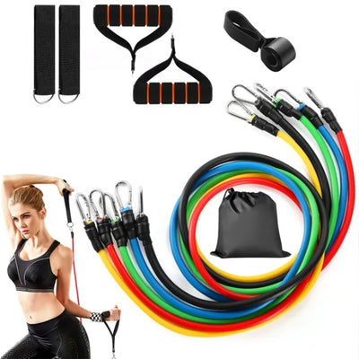 11-Piece Resistance Bands Set – Full Body Fitness Workout & Exercise Tubes Kit